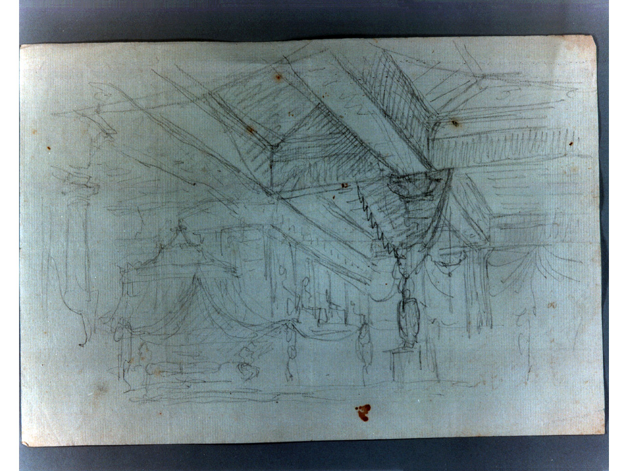 appartamento con baldacchino (disegno, elemento d'insieme) di Niccolini Antonio (sec. XIX)