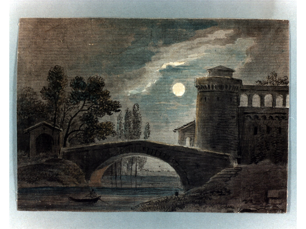 paesaggio notturno (disegno) di Niccolini Antonio (sec. XIX)