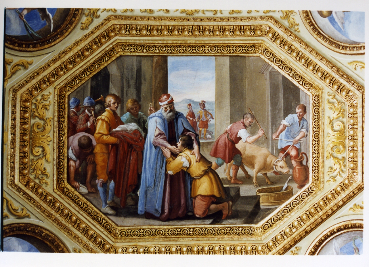 ritorno del figliol prodigo (dipinto) di Corenzio Belisario (sec. XVII)