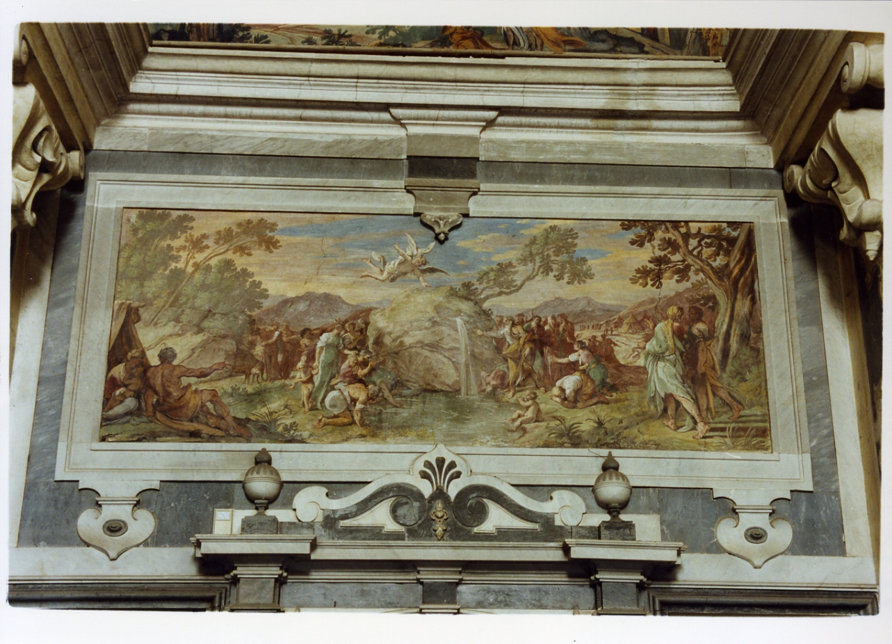 Mosè fa scaturire l'acqua dalla roccia (dipinto) di Gargiulo Domenico detto Micco Spadaro (sec. XVII)
