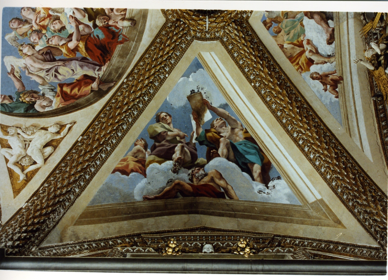 Noè con i suoi tre figli Sem, Cam e Jafet (dipinto) di Lanfranco Giovanni (sec. XVII)