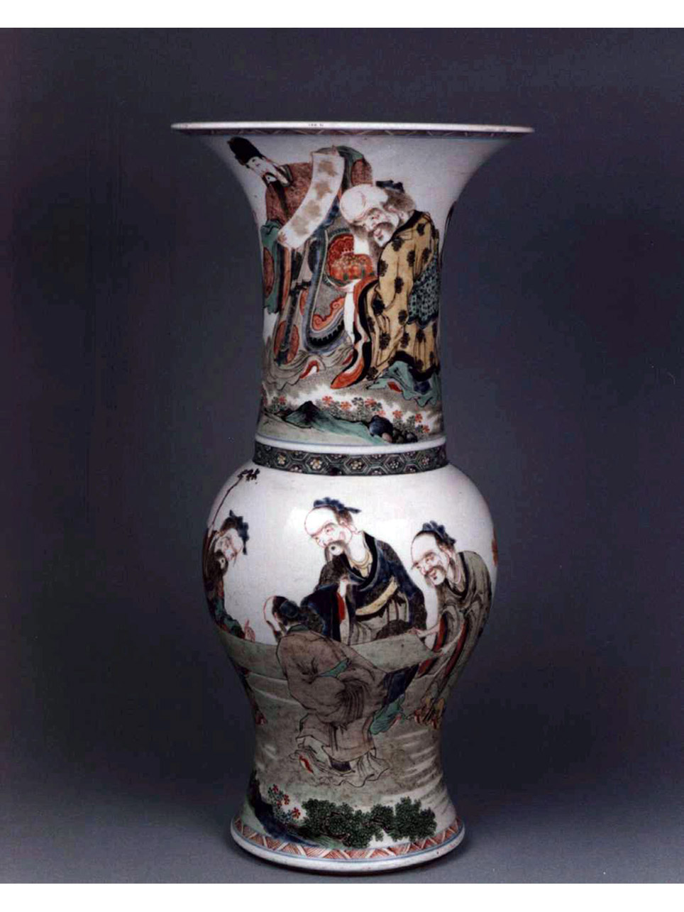 paesaggio con figure orientali (vaso) - manifattura cinese (secc. XVII/ XVIII)