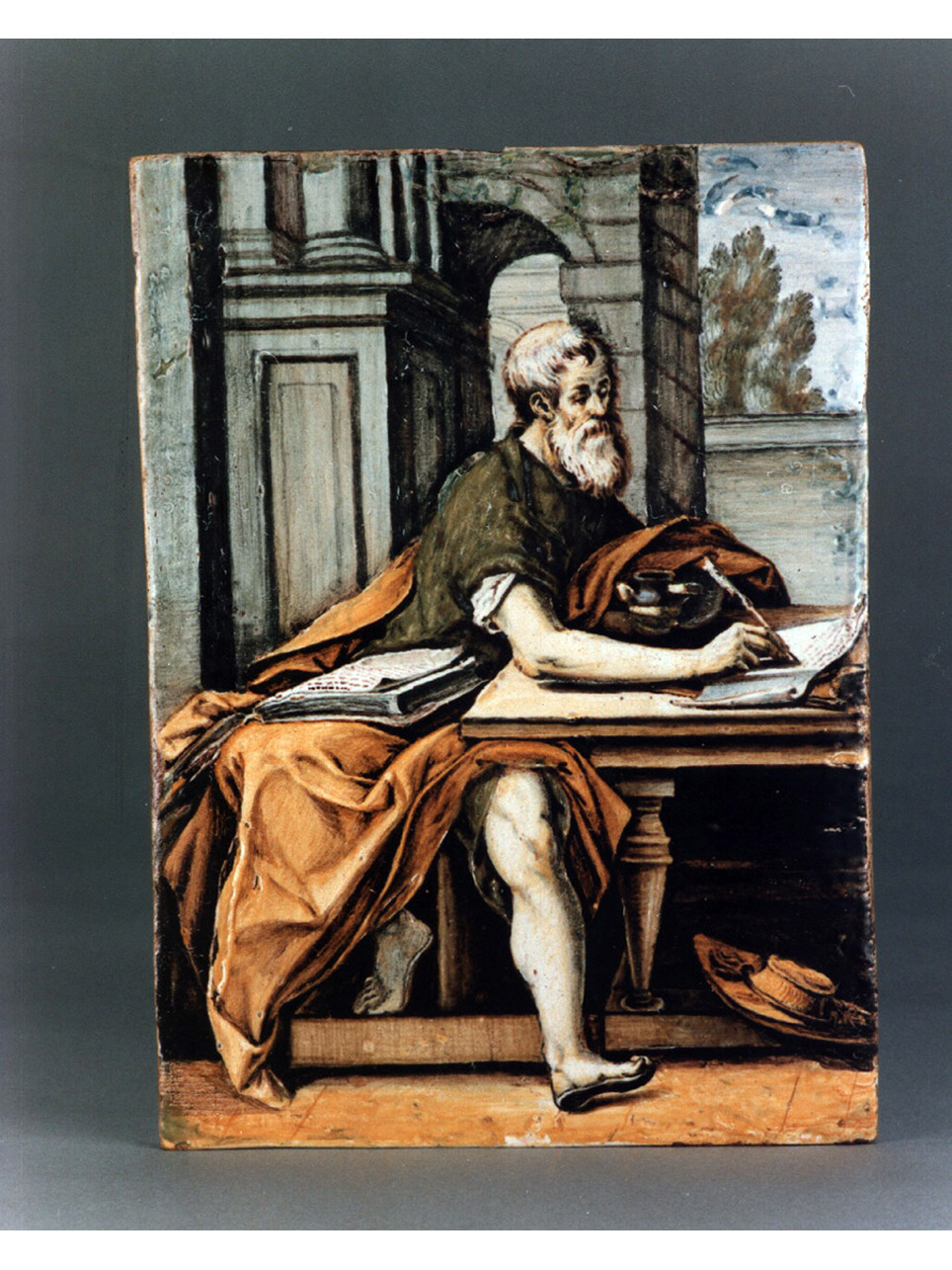 San Girolamo nello studio (mattonella) - manifattura di Castelli (sec. XVIII)