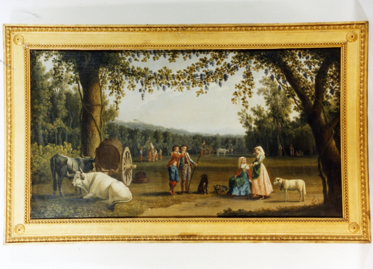 famiglia reale alla vendemmia a Carditello (dipinto) di Hackert Philipp (sec. XVIII)