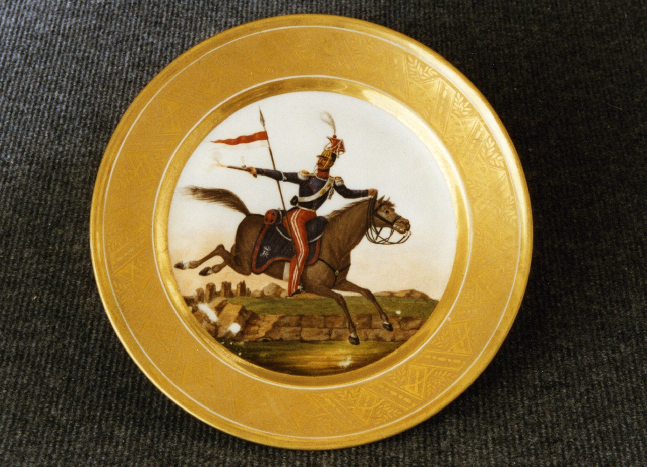 giovane a cavallo (piatto) di Giovine Raffaele (sec. XIX)