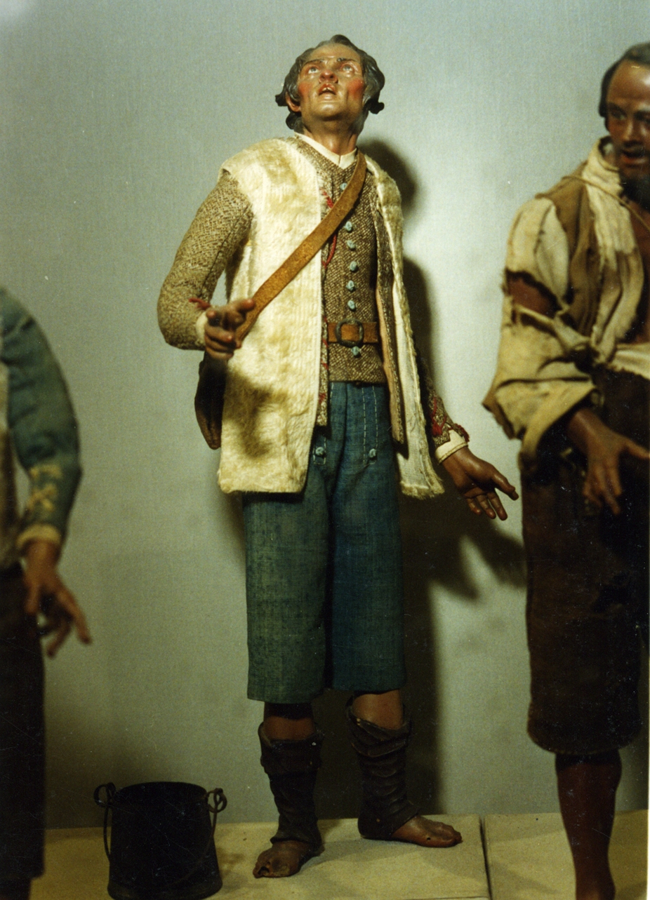 figura maschile (statuetta di presepio) - bottega napoletana (sec. XVIII)