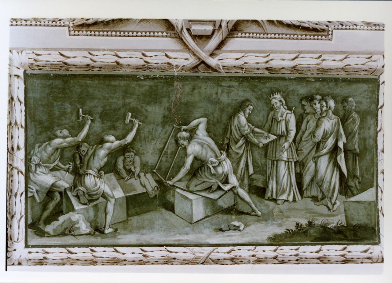 Salomone costruisce un tempio per gli dei pagani (dipinto) di Gargiulo Domenico detto Micco Spadaro (sec. XVII)