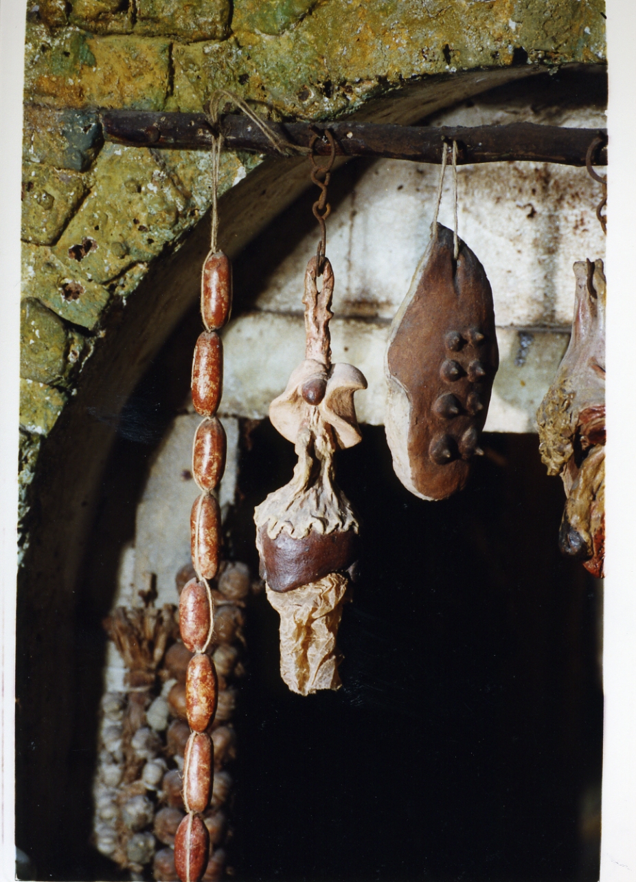 capito di maiale macellato (scultura miniaturistica) - bottega napoletana (sec. XIX)