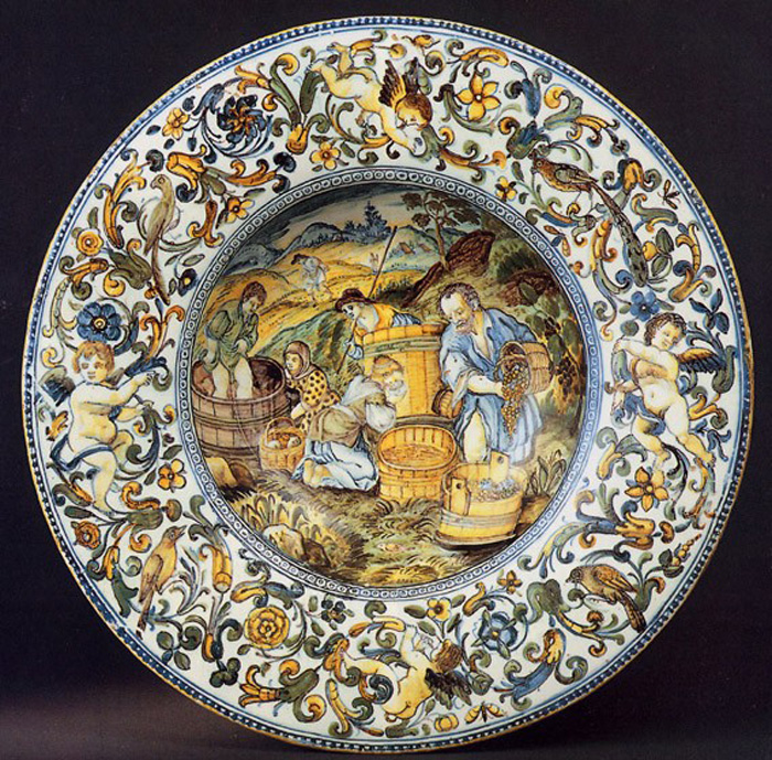allegoria dell'autunno (vassoio) di Grue Francesco (prima metà sec. XVII)