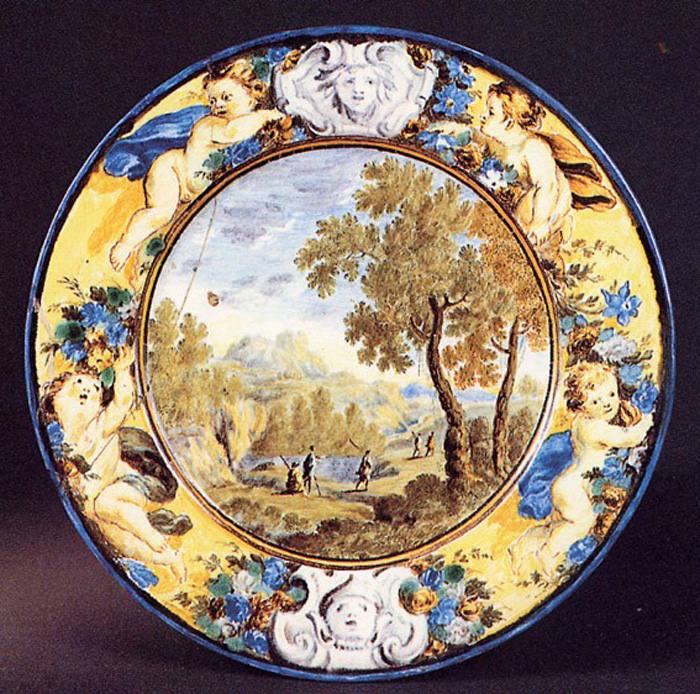 paesaggio (piattino) di Grue Carlo Antonio (sec. XVII)