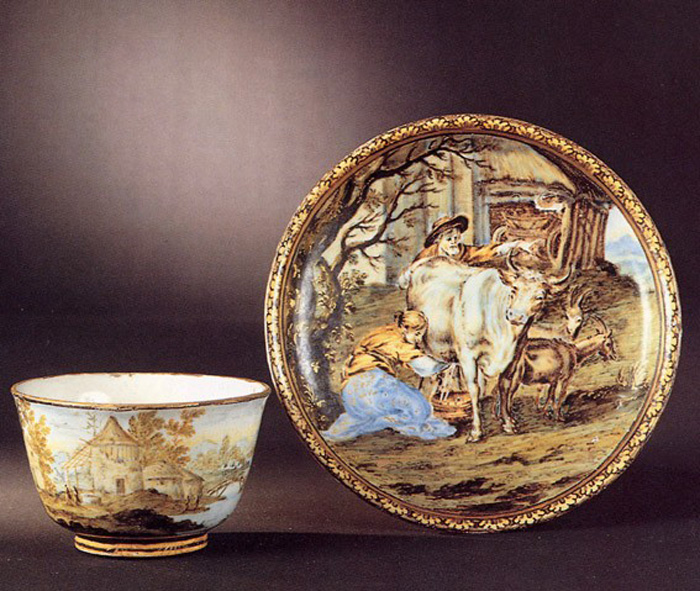 paesaggio (tazza) di Grue Carlo Antonio (sec. XVII)