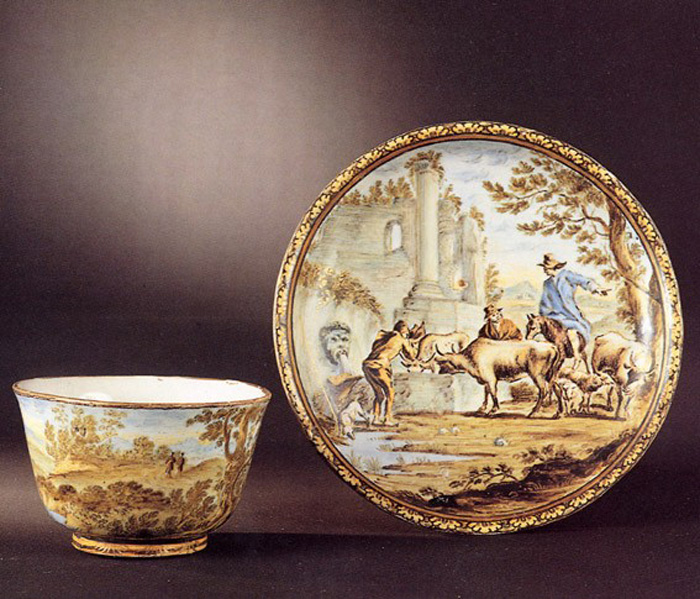 paesaggio (tazza) di Grue Carlo Antonio (sec. XVII)