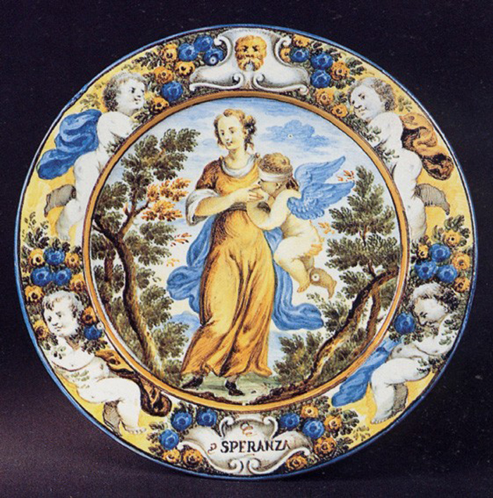 allegoria della Speranza (piattino, opera isolata) di Grue Aurelio (prima metà sec. XVIII)