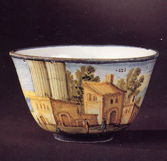 paesaggio con architetture (tazza) di Gentili Carmine (sec. XVIII)