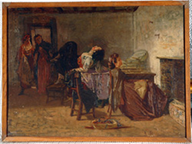ritorno dal veglione, interno con figura femminile (dipinto) di Toma Gioacchino (sec. XIX)
