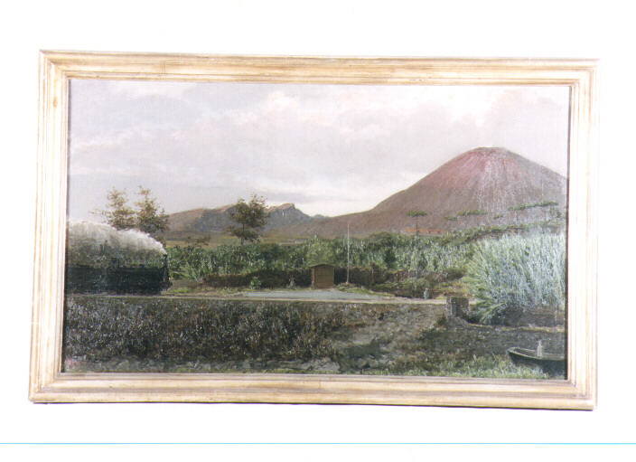 Sotto al Vesuvio al crepuscolo, paesaggio (dipinto) di Toma Gioacchino (sec. XIX)