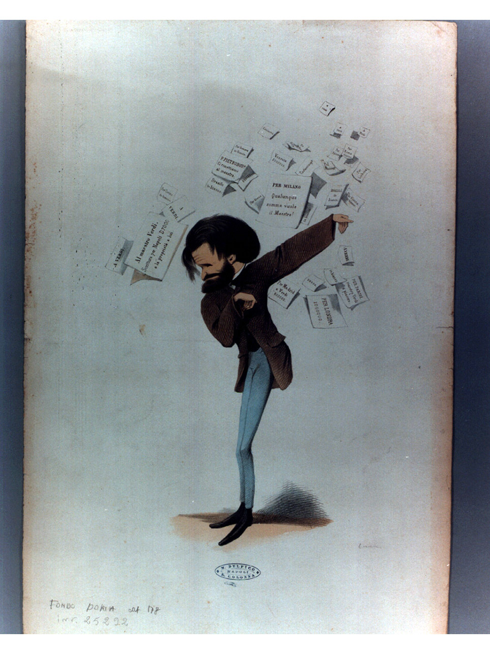 caricatura (stampa a colori, elemento d'insieme) di Delfico Melchiorre (sec. XIX)