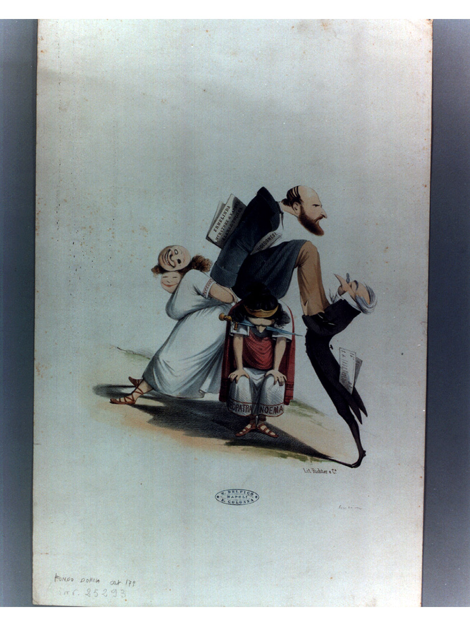 caricatura (stampa a colori, elemento d'insieme) di Delfico Melchiorre, Richter Ludwig (sec. XIX)