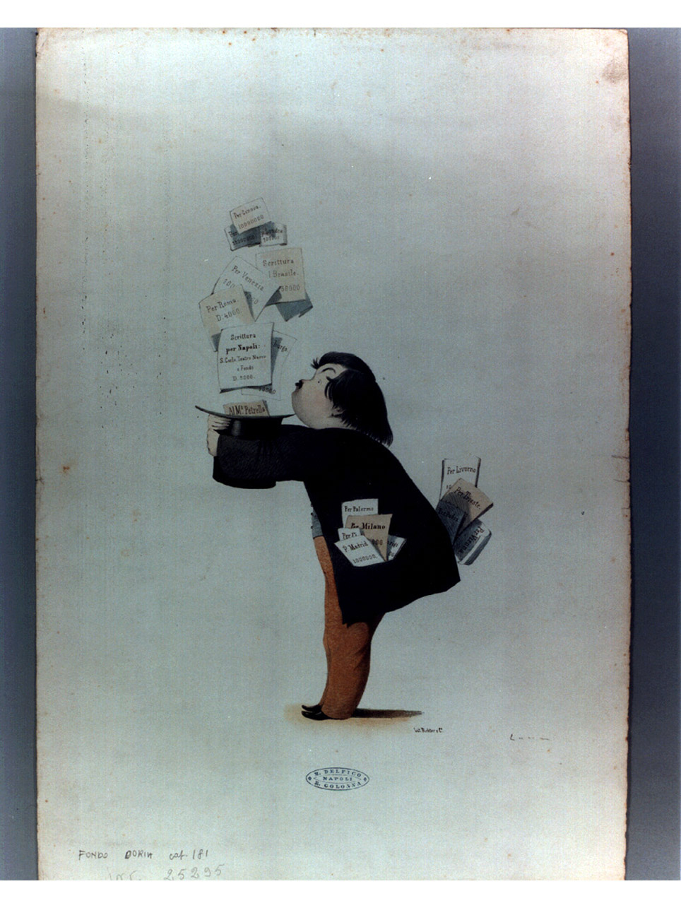 caricatura (stampa a colori, elemento d'insieme) di Delfico Melchiorre, Richter Ludwig (sec. XIX)