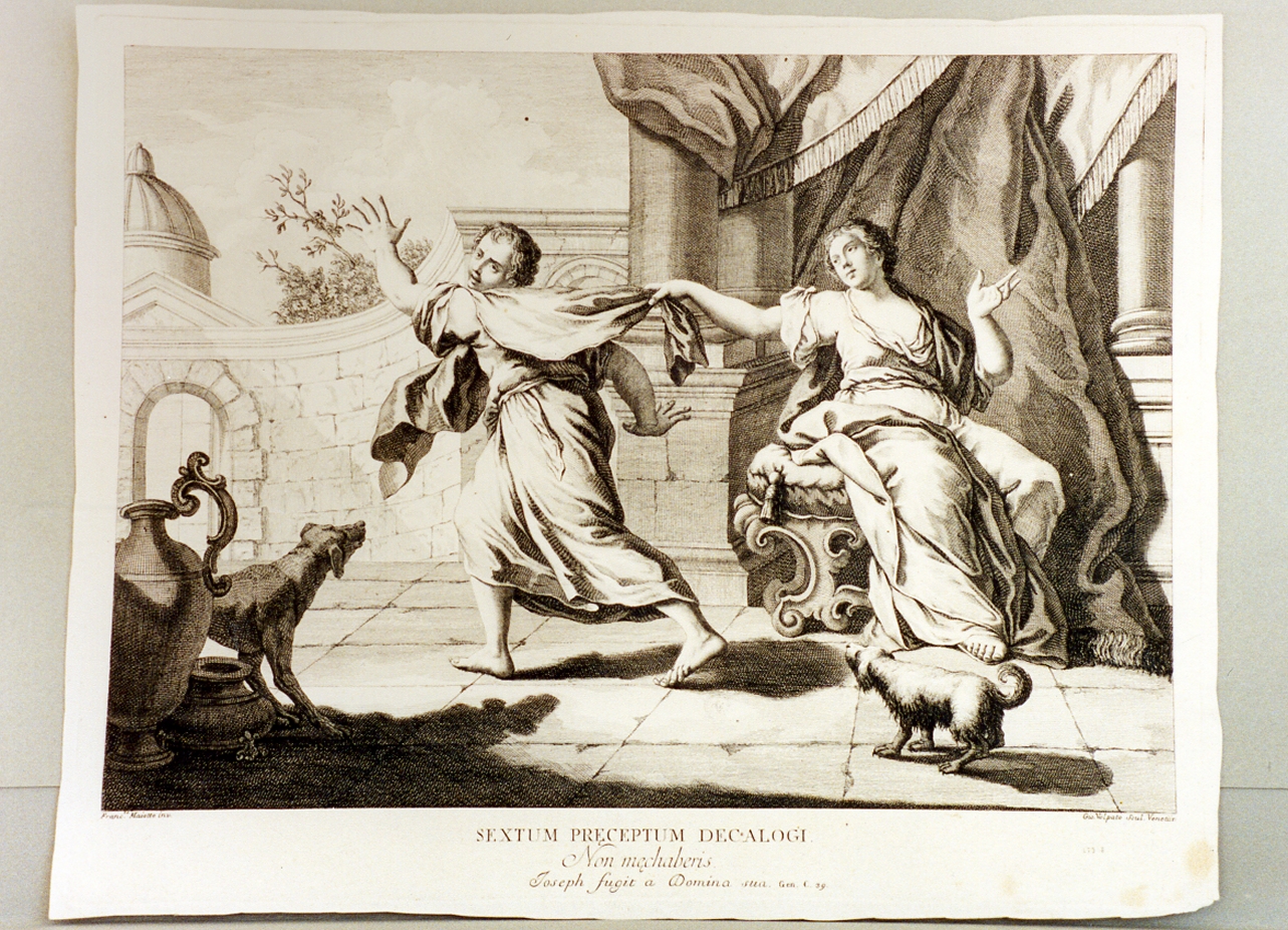 Giuseppe e la moglie di Putifarre (stampa tagliata) di Volpato Giovanni, Maggiotto Francesco (secc. XVIII/ XIX)