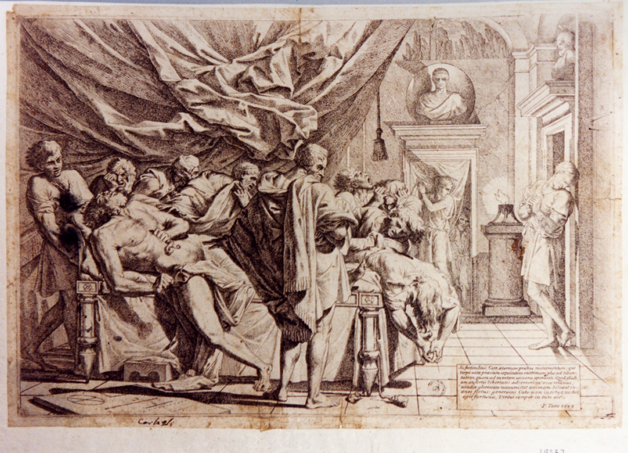 morte di Catone (stampa tagliata) di Testa Pietro detto Lucchesino (sec. XVII)