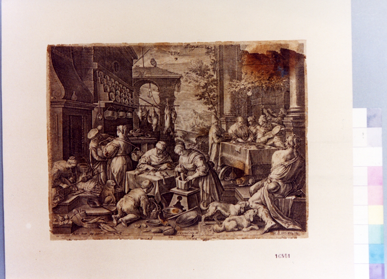 parabola del ricco Epulone (stampa) di Sadeler Jan il Vecchio (secc. XVI/ XVII)
