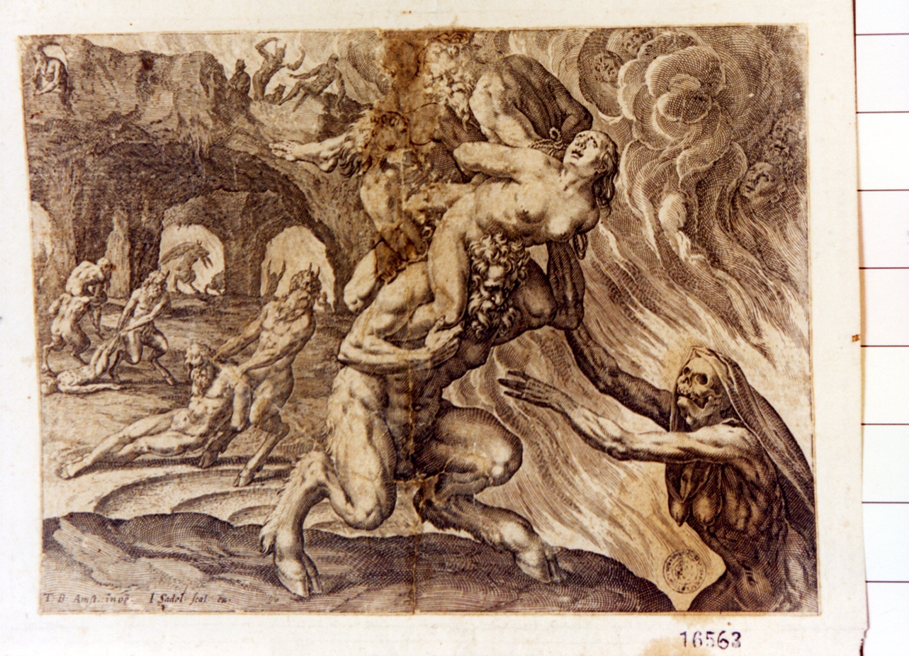 dannati trascinati nell'inferno (stampa) di Sadeler Jan il Vecchio (secc. XVI/ XVII)