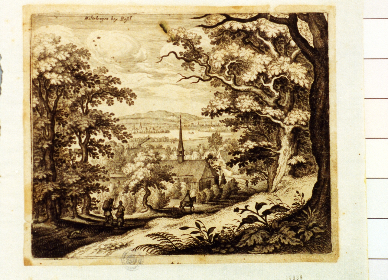 paesaggio (stampa tagliata) di Merian Matthaus il Giovane (sec. XVII)