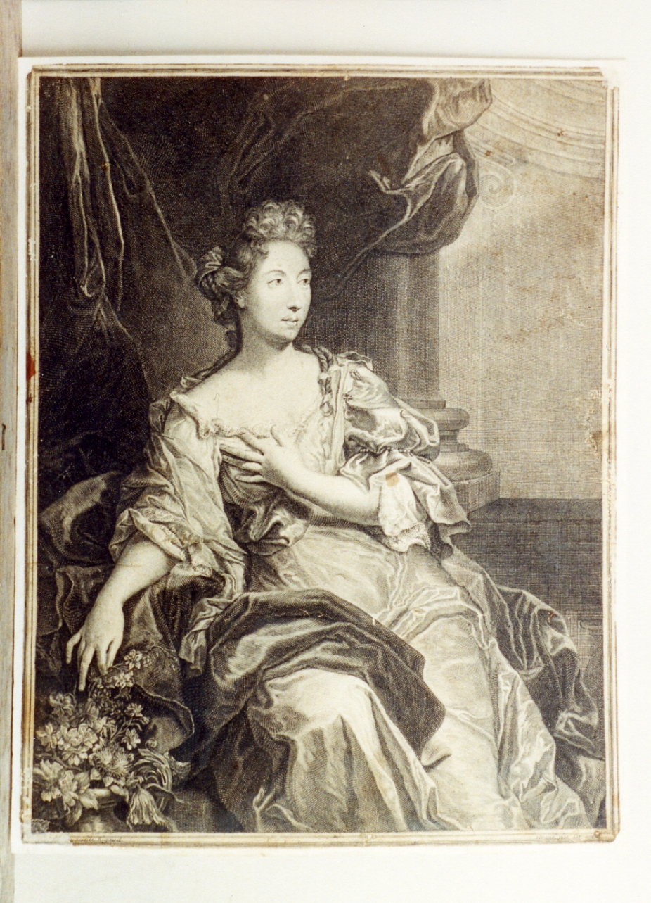 ritratto di donna (stampa) di Drevet Pierre Imbert, Rigaud Hyacinthe (sec. XVIII)