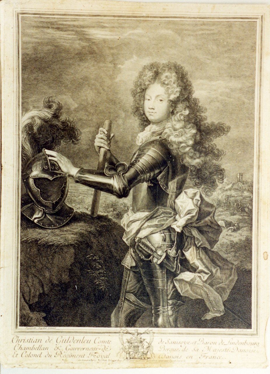 ritratto d'uomo (stampa tagliata) di Rigaud Hyacinthe, Drevet Pierre Imbert (sec. XVIII)