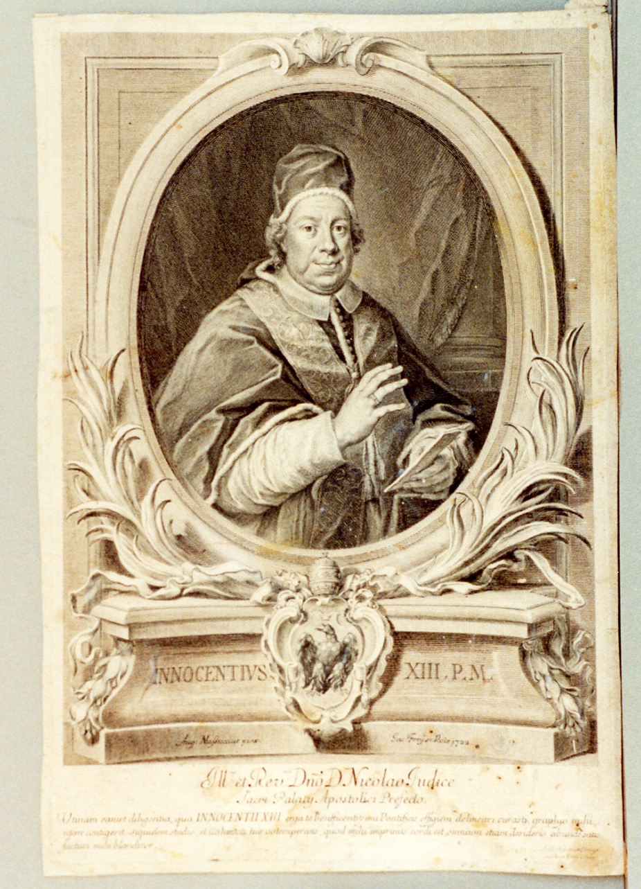 ritratto di papa Innocenzo XIII (stampa tagliata) di Frey Jakob (sec. XVIII)