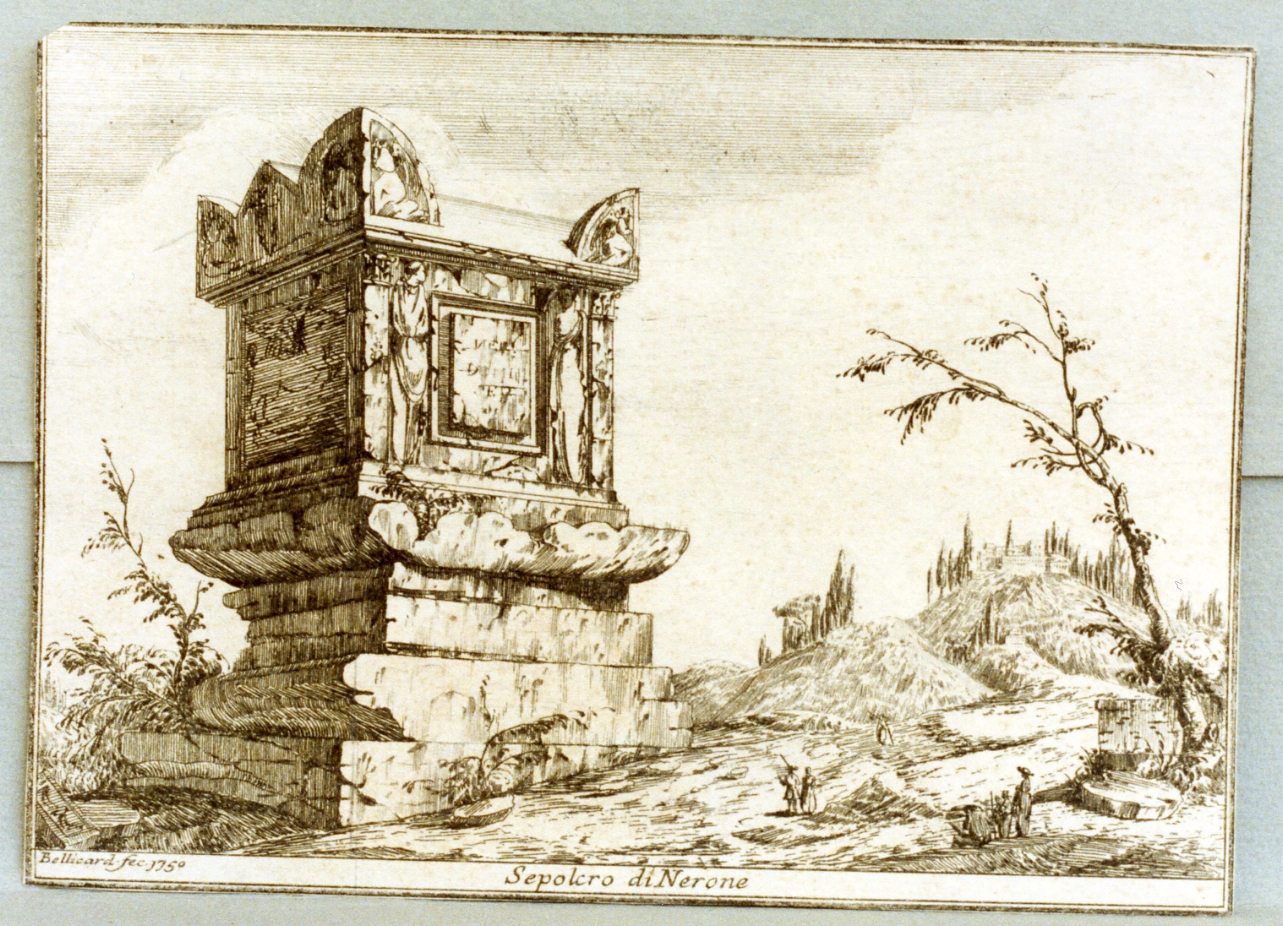 veduta del sepolcro di Nerone (stampa) di Bellicard Jérome Charles (sec. XVIII)
