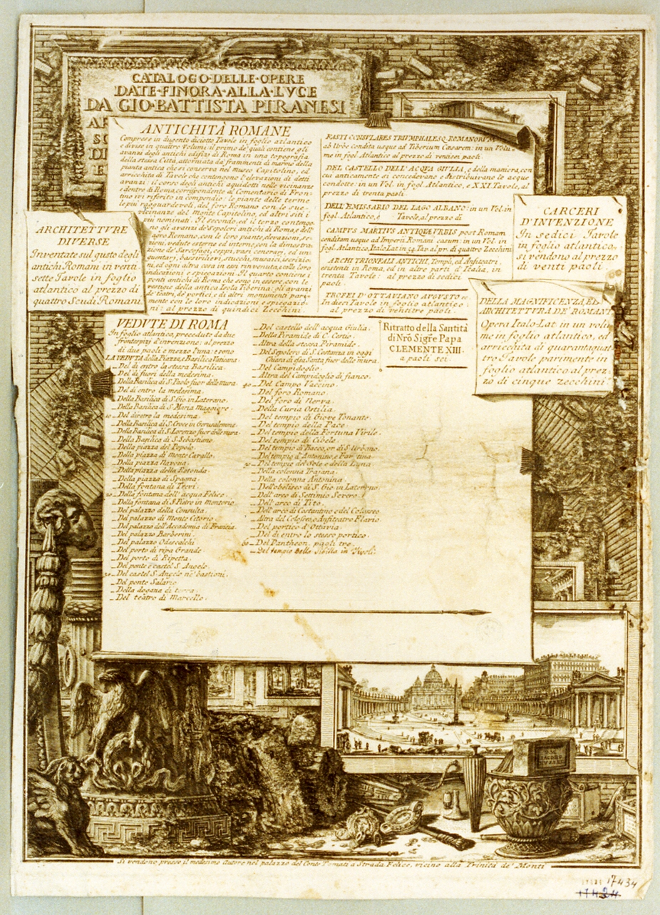 reperti archeologici (stampa) di Piranesi Giovanni Battista (sec. XVIII)