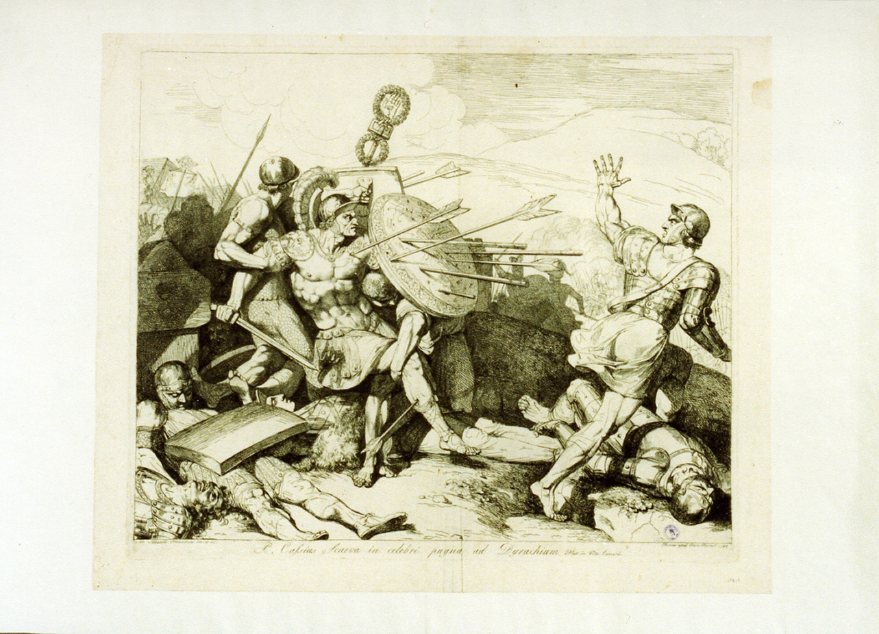 battaglia di Durazzo (stampa tagliata) di Sabatelli Luigi (sec. XVIII)