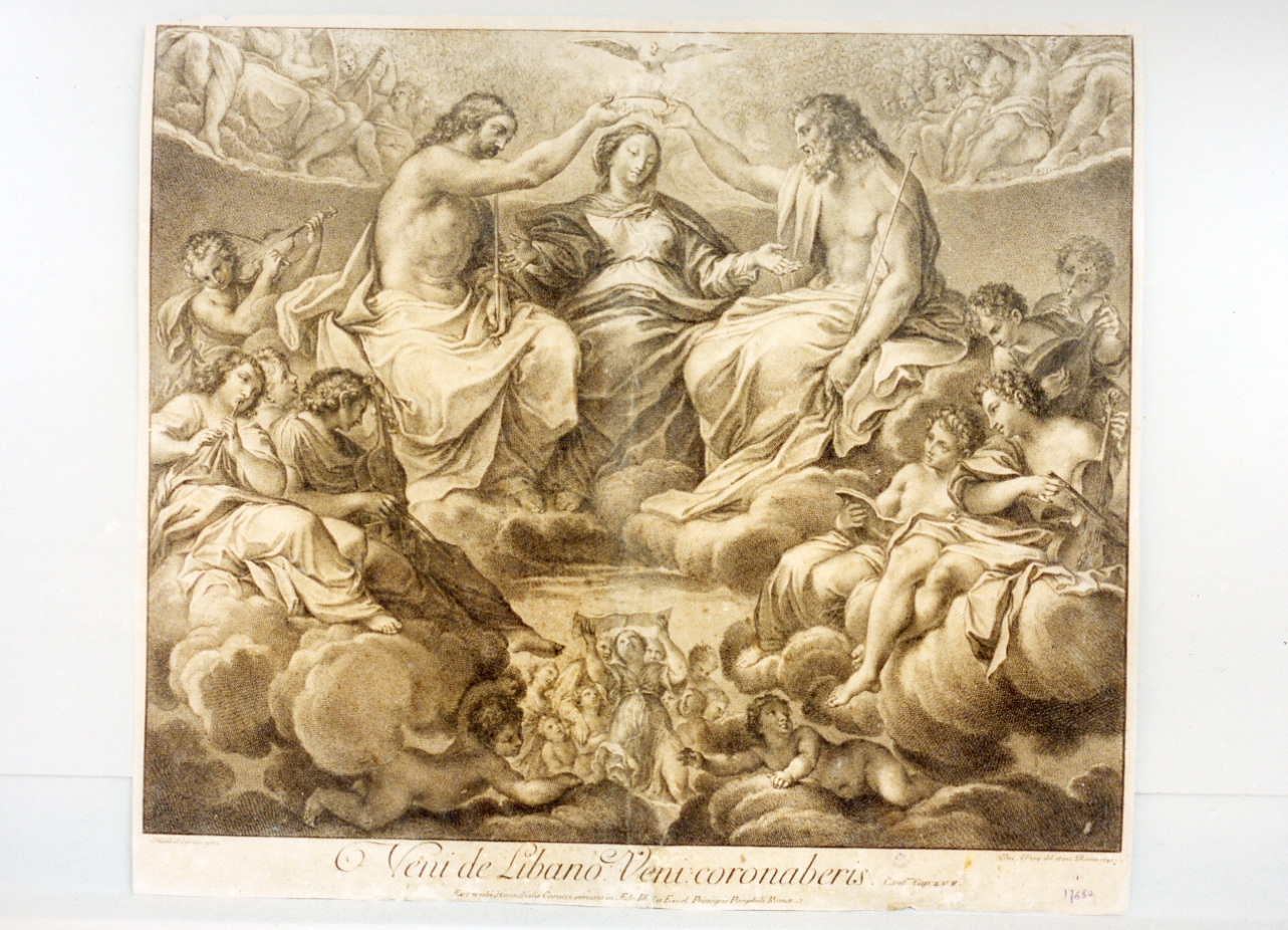 incoronazione di Maria Vergine (stampa) di Frey Jakob (sec. XVIII)