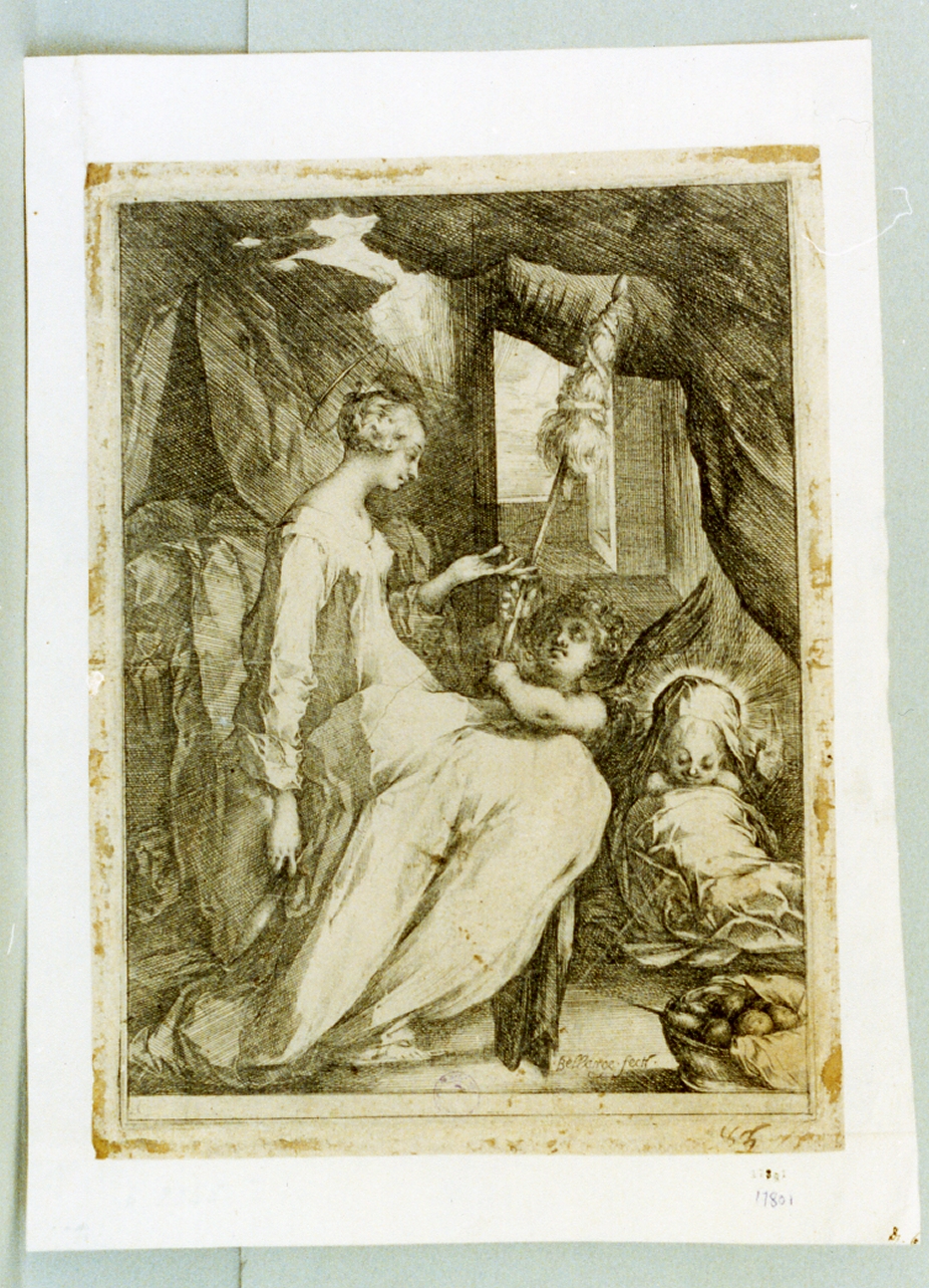Madonna del fuso (stampa tagliata) di Bellange Jacques (sec. XVII)