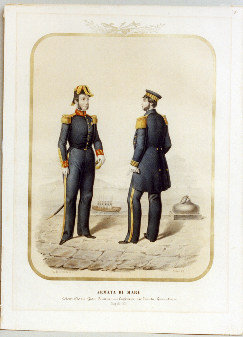 militare dell'esercito borbonico (stampa a colori) di Zezon Antonio (sec. XIX)