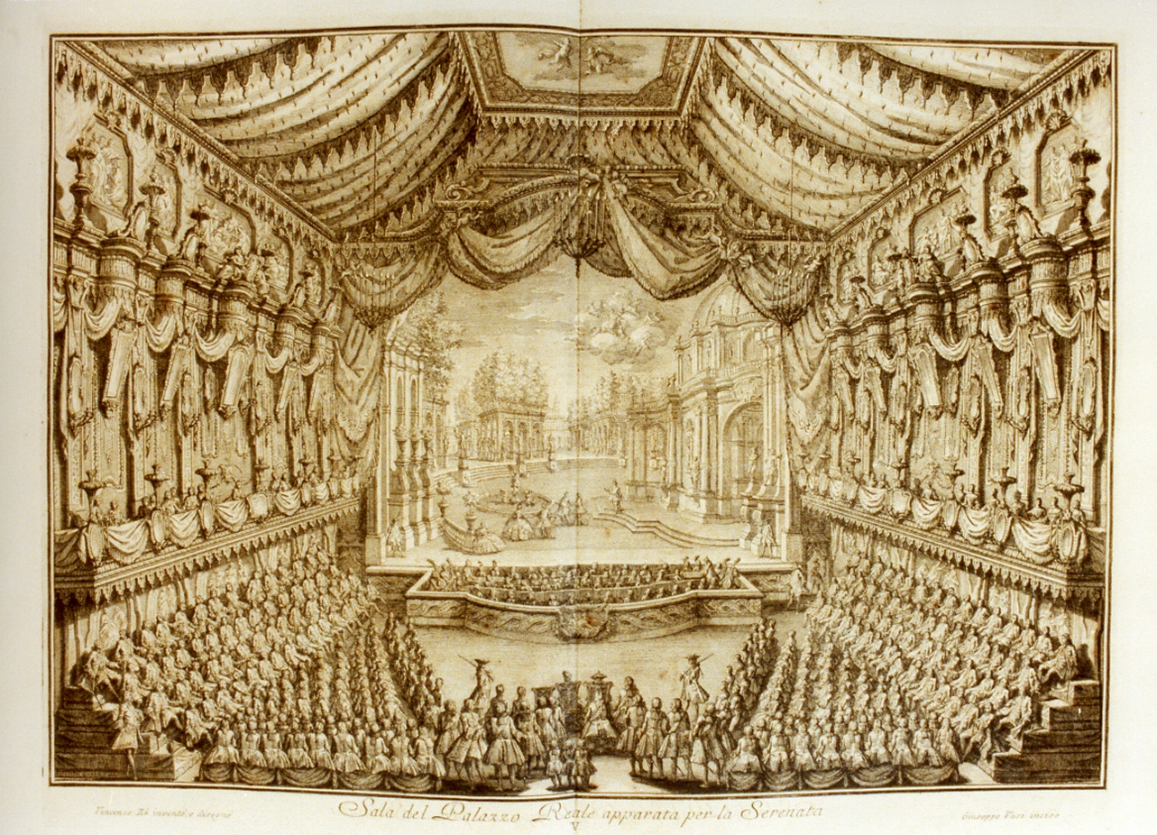 interno del teatro di corte del palazzo reale di Napoli (stampa) di Vasi Giuseppe (sec. XVIII)