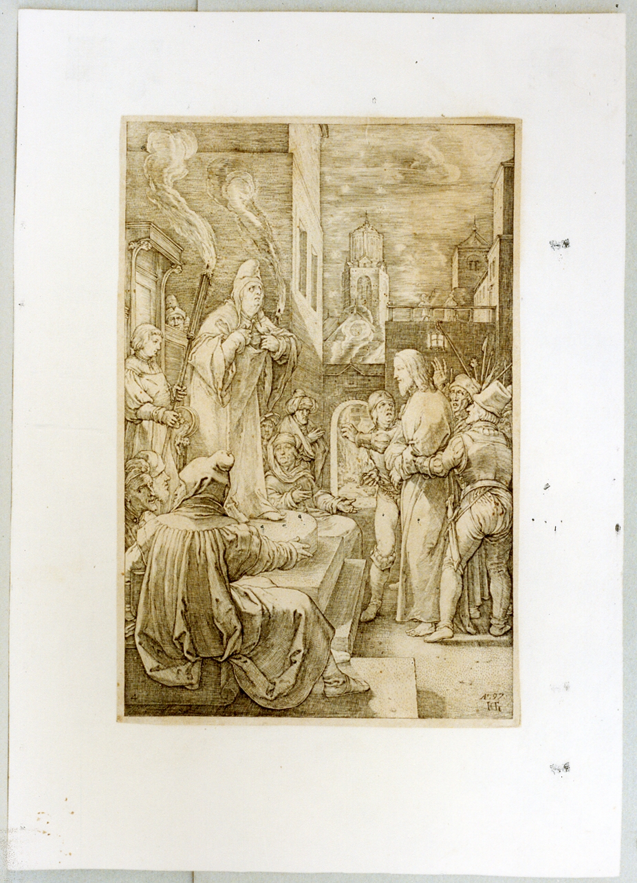 Cristo davanti a Caifa (stampa) di Goltzius Hubert (sec. XVI)