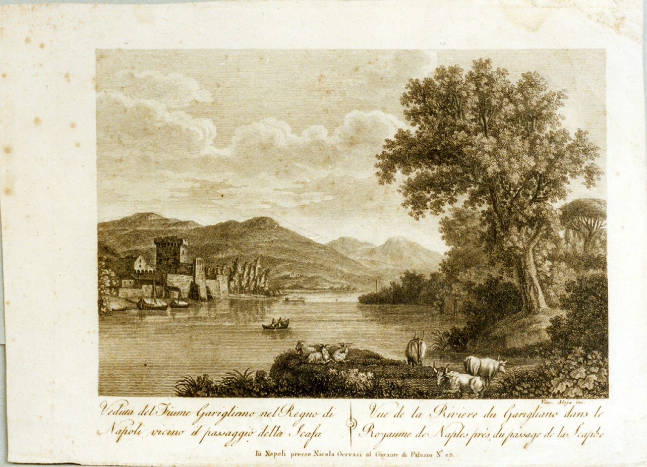 veduta del fiume garigliano (stampa) di Alloja Vincenzo (secc. XVIII/ XIX)