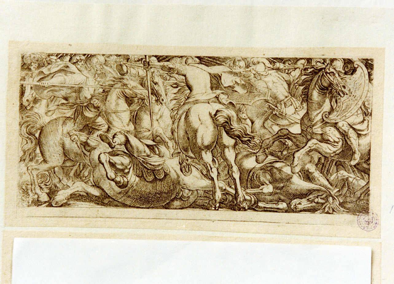 scena di battaglia (stampa tagliata) di Tempesta Antonio (secc. XVI/ XVII)