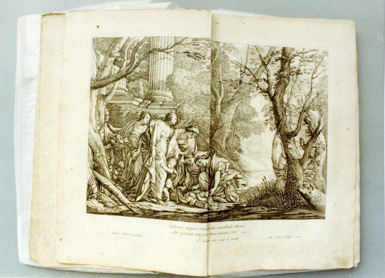 Mosè salvato dalle acque (stampa) di Vouet Simon, Tortebat François (sec. XVII)