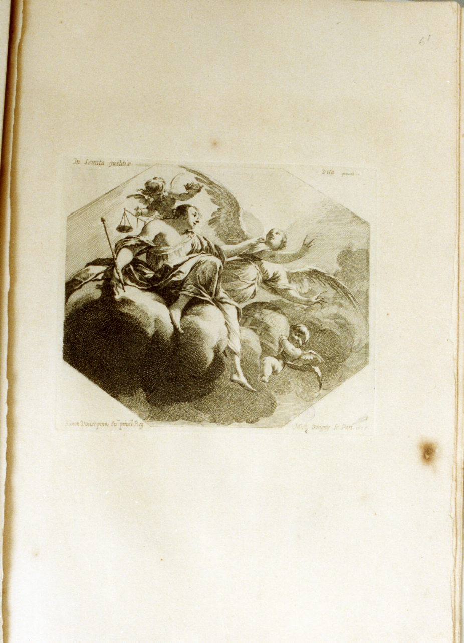 allegoria della Giustizia (stampa) di Dorigny Michel, Vouet Simon (sec. XVII)