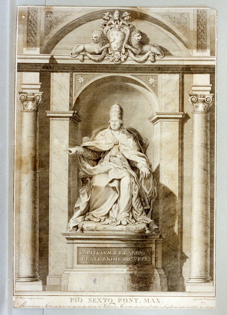 stele funeraria di Pio VI (stampa) - ambito italiano (secc. XVIII/ XIX)