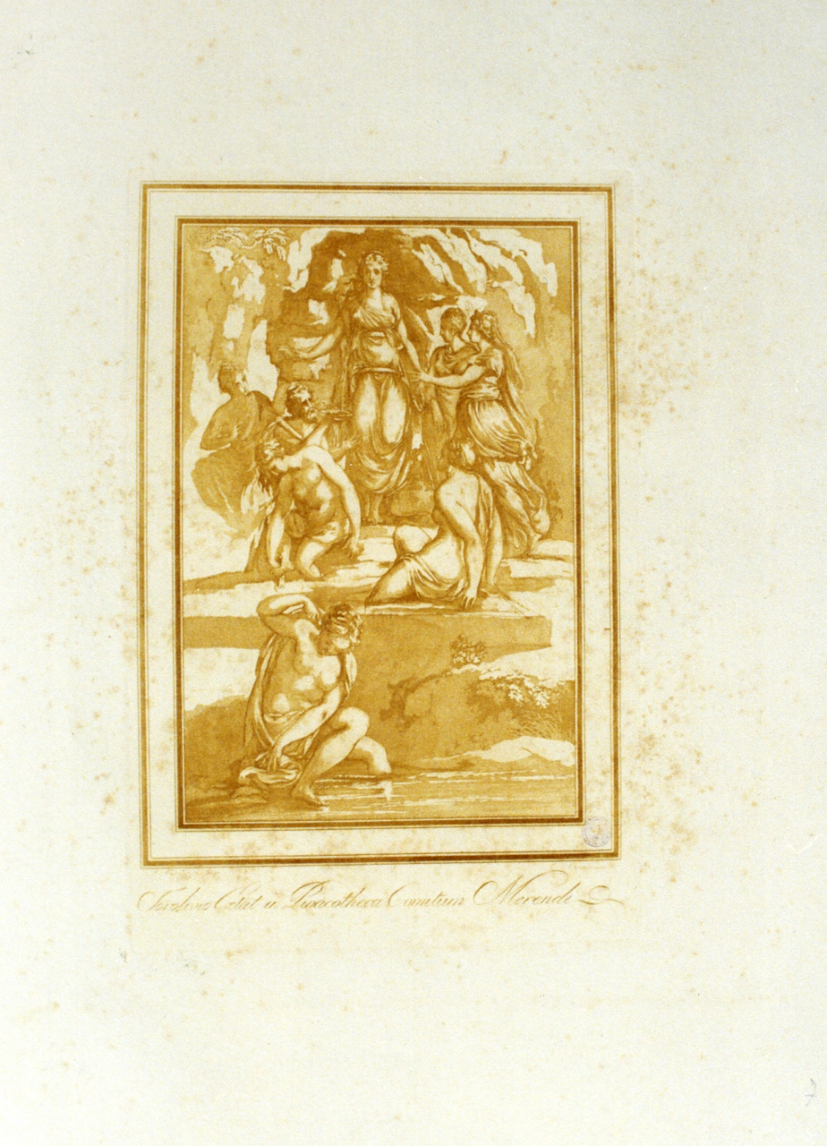 Ninfe al bagno (stampa a colori) di Rosaspina Francesco (ultimo quarto sec. XVIII)