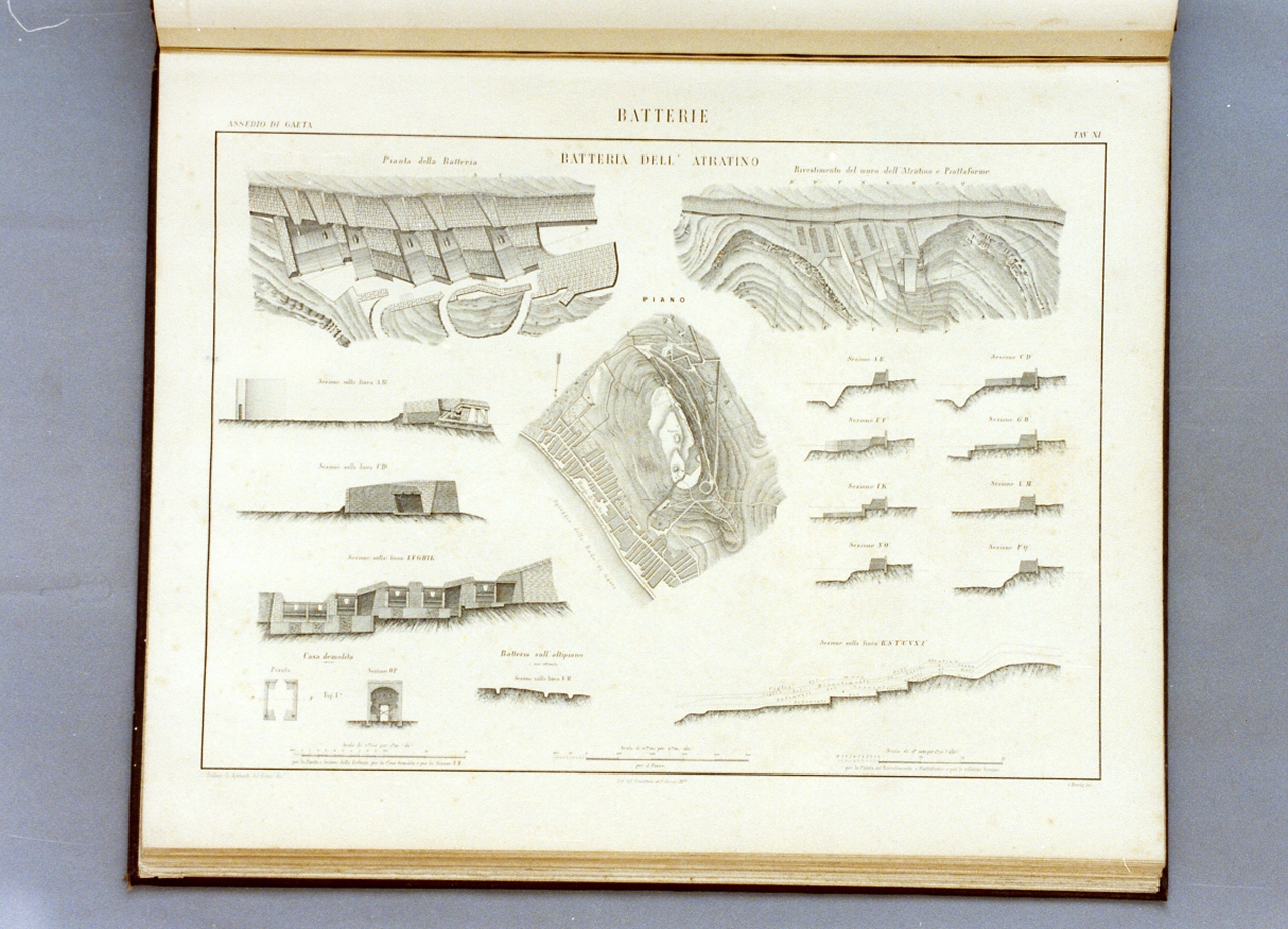 piante e sezioni delle batterie dell'assedio per Gaeta (stampa) - ambito francese (sec. XIX)
