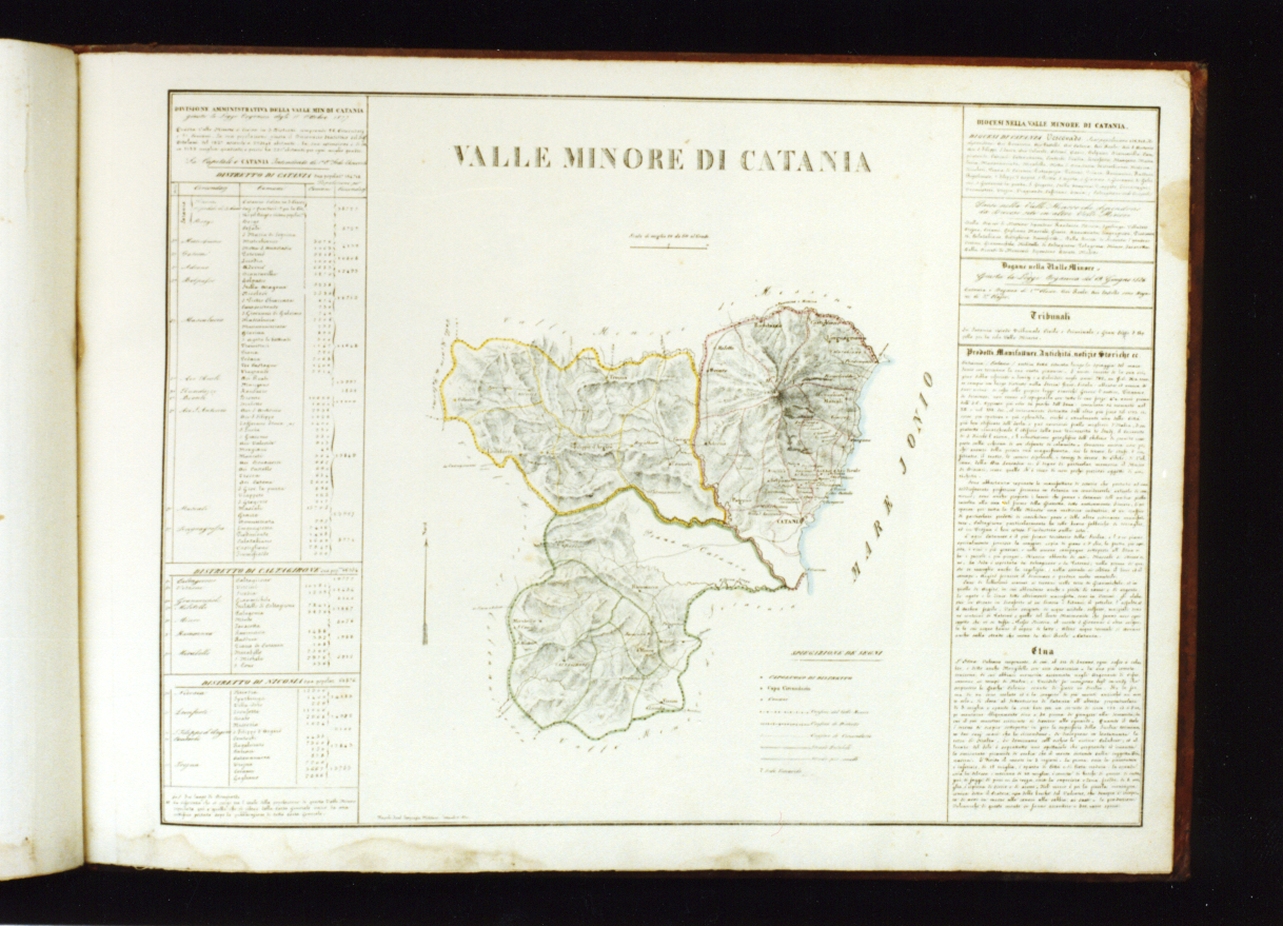 topografia della valle minore di Catania (stampa a colori) di Marzolla Benedetto (sec. XIX)