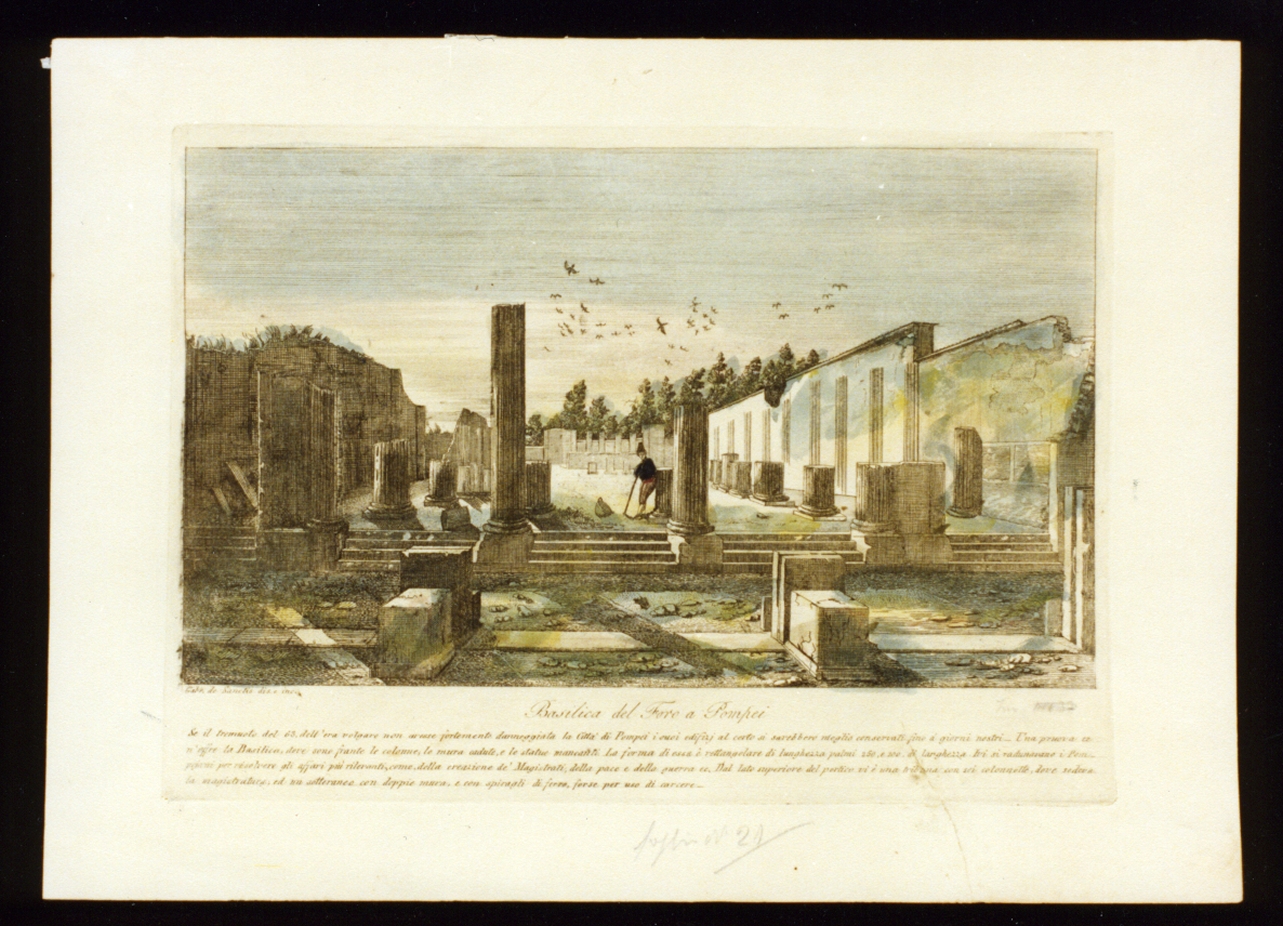 basilica del foro a Pompei (stampa a colori) - ambito napoletano (secondo quarto sec. XIX)