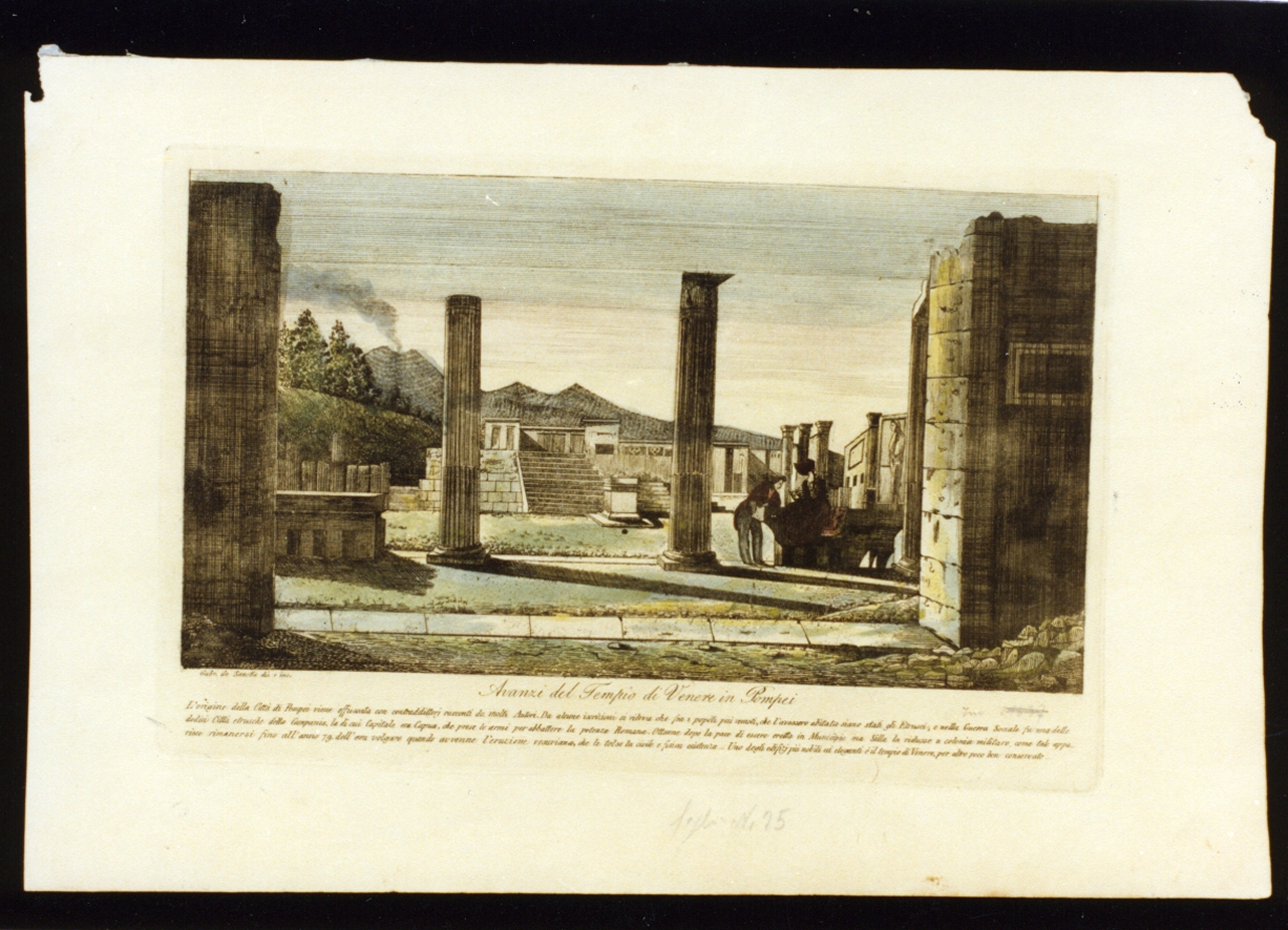 veduta delle rovine del tempio di Venere a Pompei (stampa a colori) - ambito napoletano (secondo quarto sec. XIX)