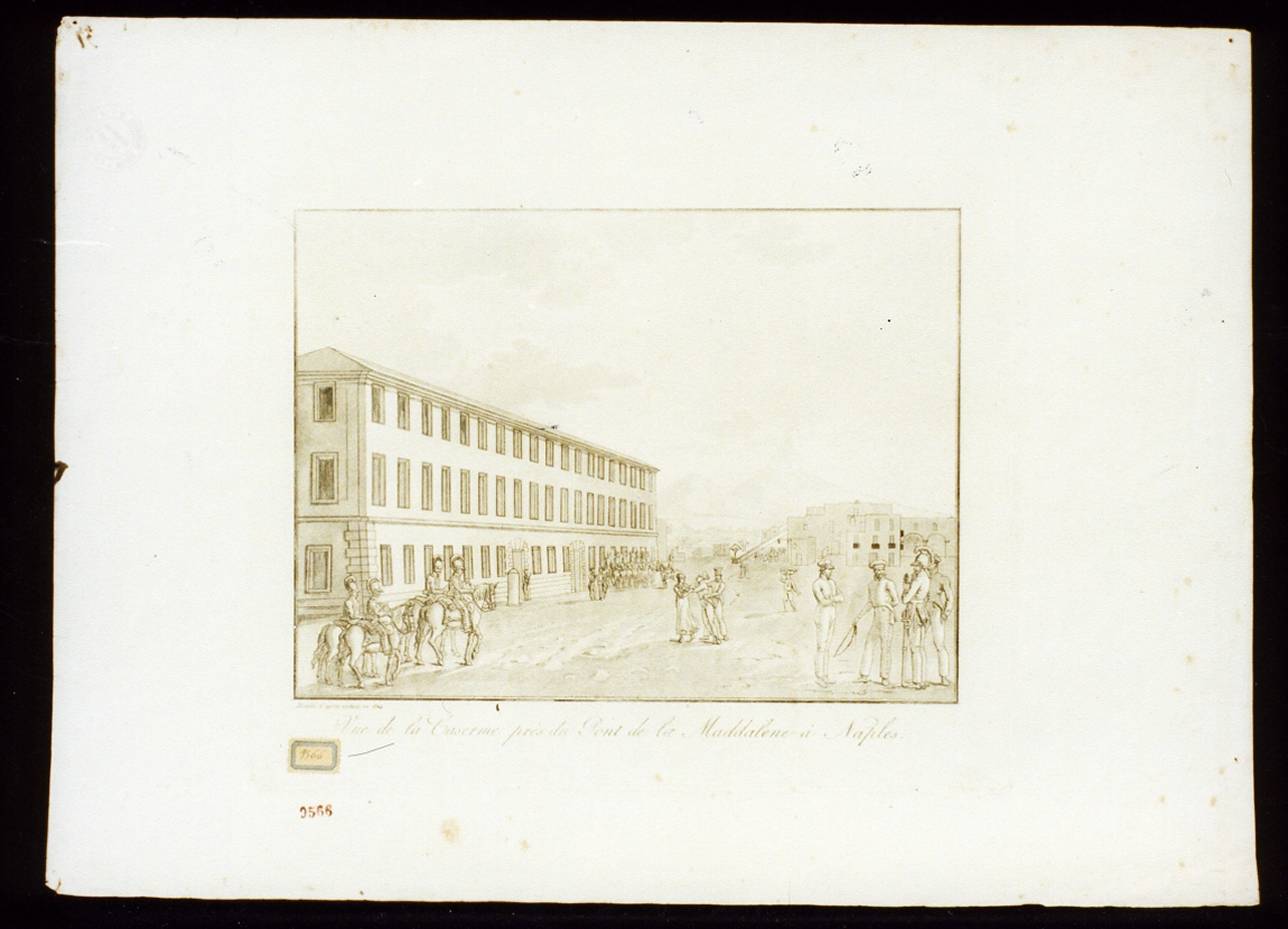 veduta della caserma al ponte della Maddalena a Napoli (stampa) - ambito francese (sec. XIX)